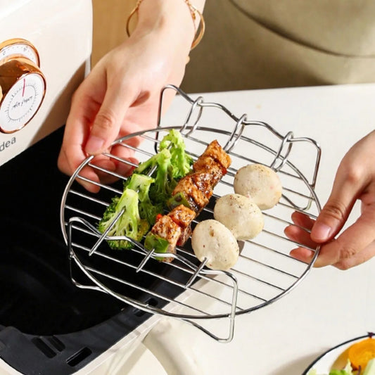 Stainless Steel Steamer Rack & Cooking Grid – Air Fryer, Baking, BBQ & Steaming Rack | 18×19cm Peaceful Pleasures Health and Wellness