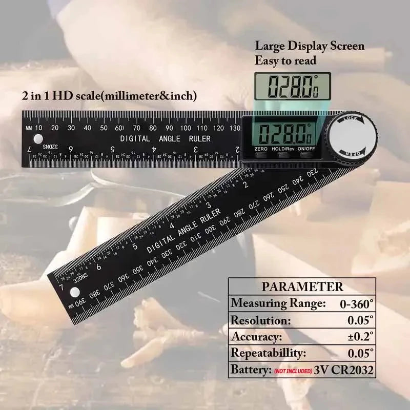 HOMEFISH 1 PC 2 in 1 Digital Angle Detector Scale Suitable for Woodworking Mutifunction Tools Measurement Tools High Accuracy Peaceful Pleasures Health and Wellness