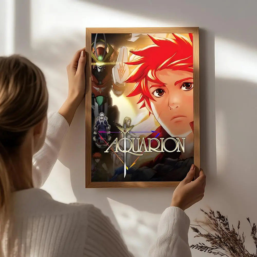 Anime G-Genesis of Aquarion Poster HD Self Adhesive Waterproof Wall Art Ideal for Home Office Dorm Bedroom Great Gift Peaceful Pleasures Health and Wellness White3 40X50cmNoframe