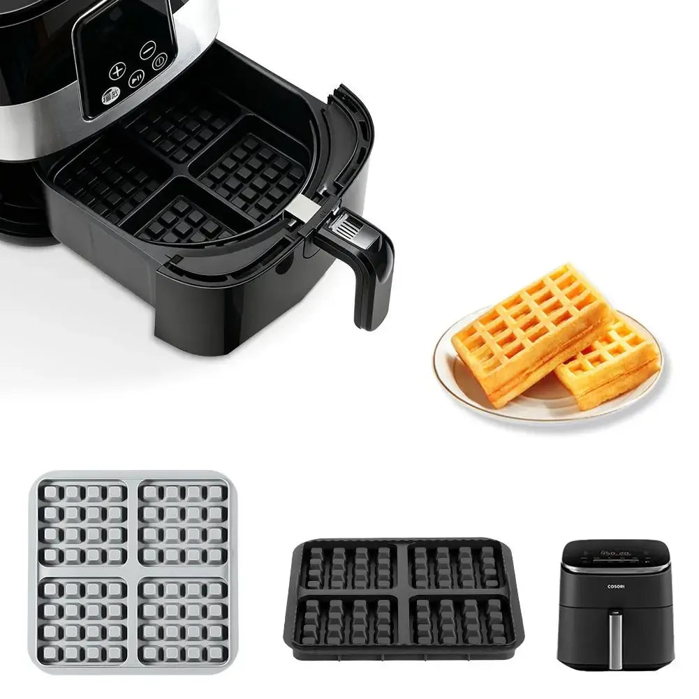 Air Fryer Silicone Waffle Maker Mold Square Reusable Non-stick Easy Release Biscuit Pancake Waffle Baking Mold Kitchen Accessory Peaceful Pleasures Health and Wellness