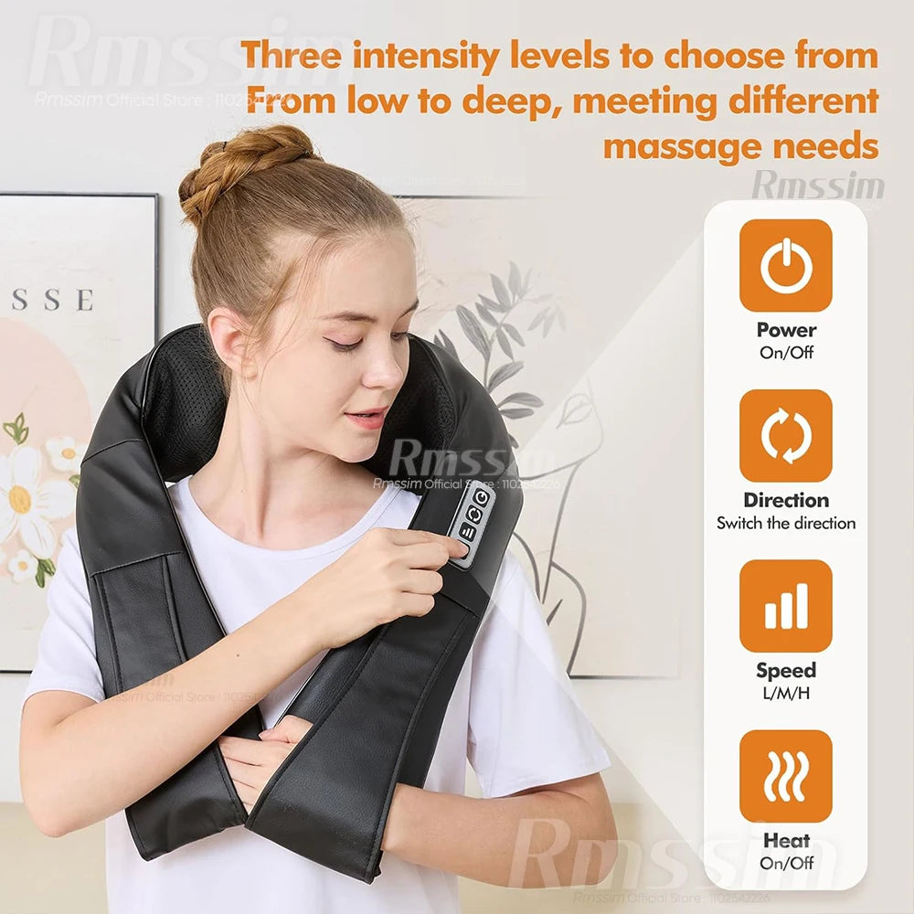 Electric Neck and Shoulder Massager with Heat, Deep Tissue 3D Kneading Pillow Shiatsu Back Massager for Muscle Pain Relief Peaceful Pleasures Health and Wellness