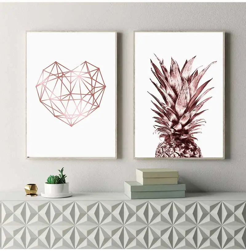 Rose Gold Tropical Pineapple Canvas Wall Art Print | Home Décor Canvas Wall Art Print Peaceful Pleasures Health and Wellness