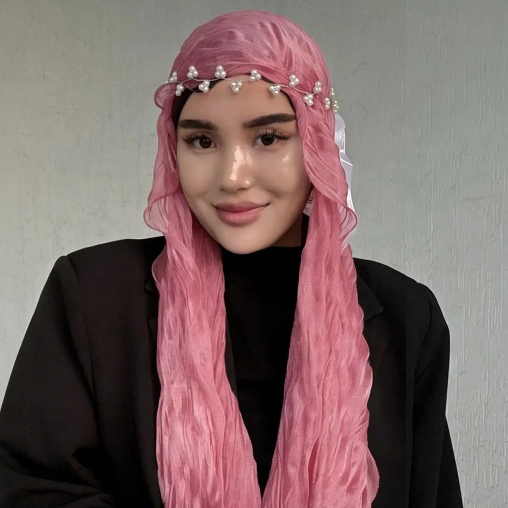 Solid Chiffon Scarf – Ruffled Shawl, Hijab & Wrap for Women