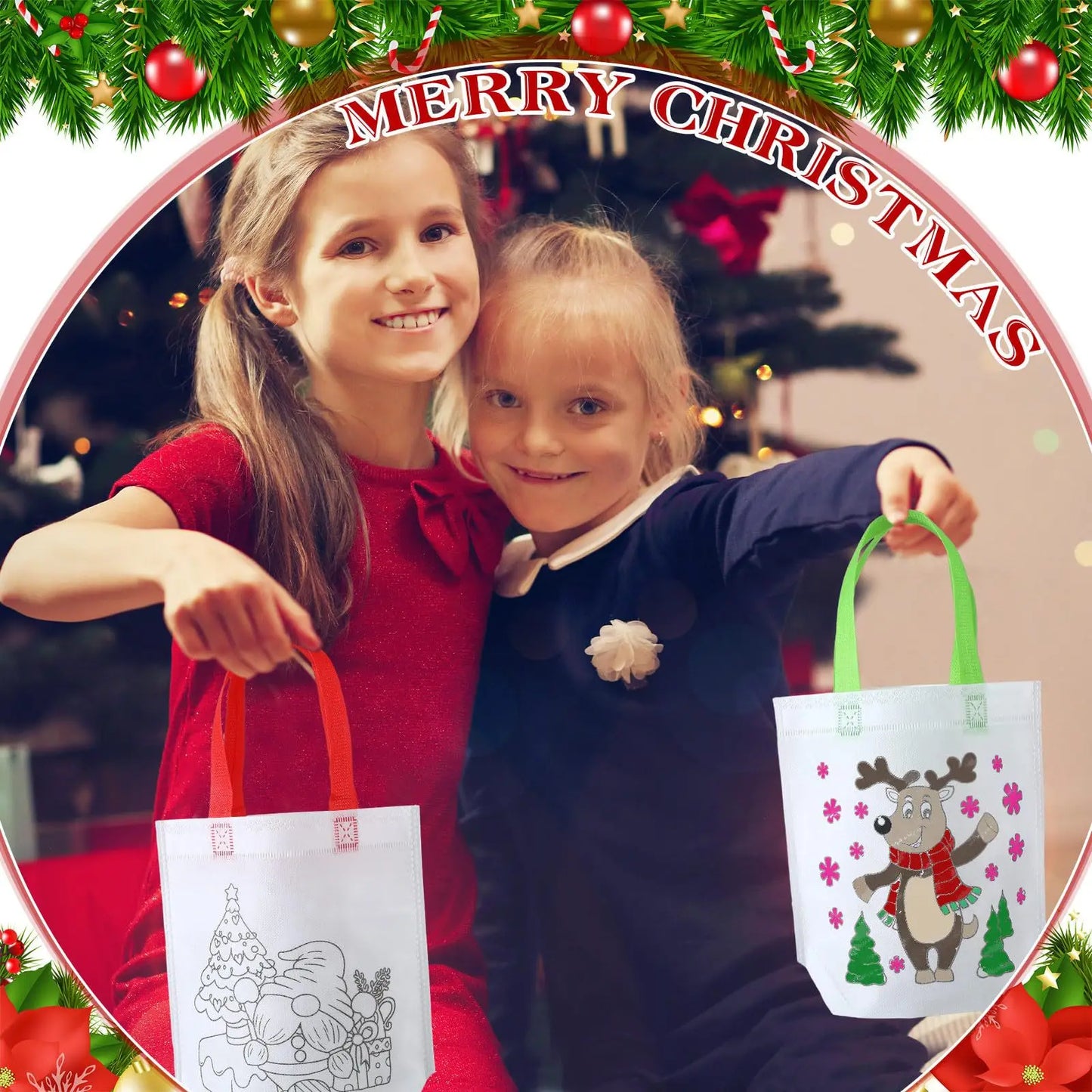 5-Pack DIY Coloring Party Favor Bags | Kids Christmas & Birthday