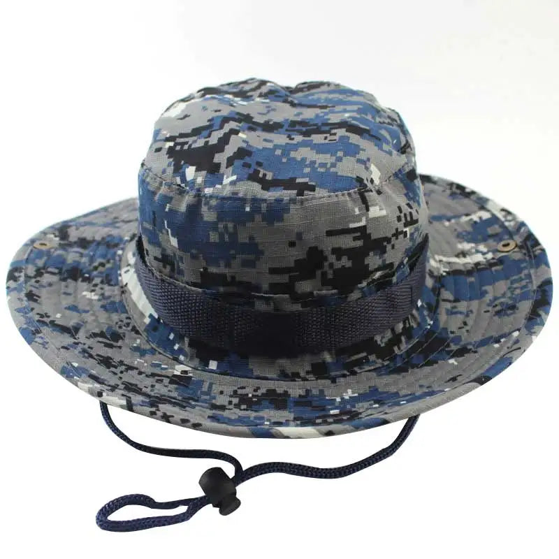 Newest Camouflage Outdoor Fishing Caps Mountaineering Round Boonie Hats Summer Military Camping fisherman Men Sun Protection Hat Peaceful Pleasures Health and Wellness C