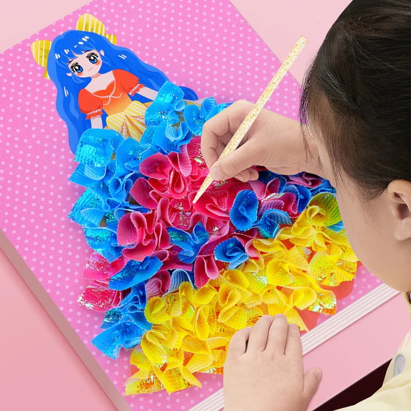 Funny Poke Puncture Painting Fabric Art Frenzy Kids Girls Cartoon