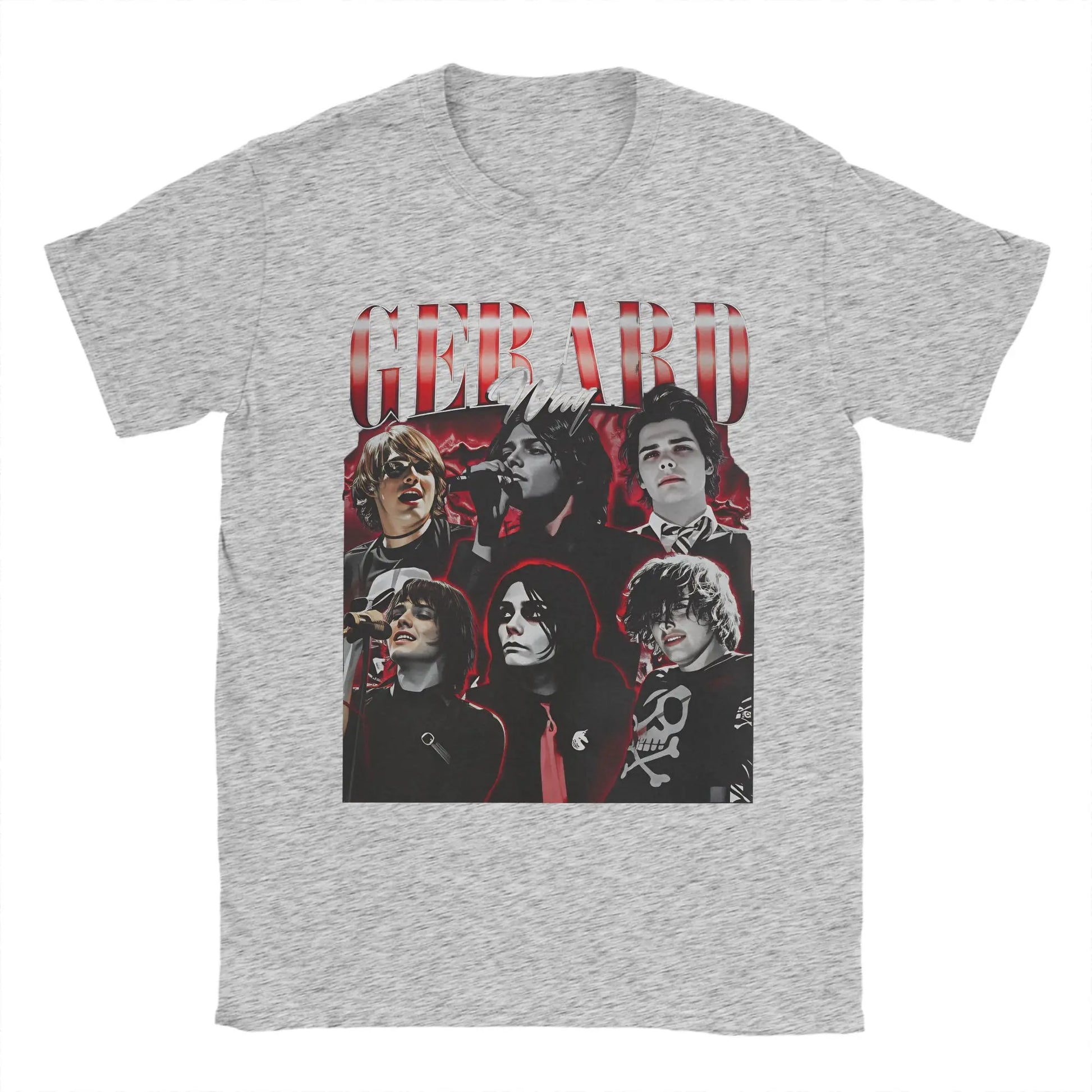Men's Gerard Way T Shirt 100% Cotton Tops Novelty Short Sleeve Round Neck Tees Adult T-Shirts Peaceful Pleasures Health and Wellness GRAY 4XL