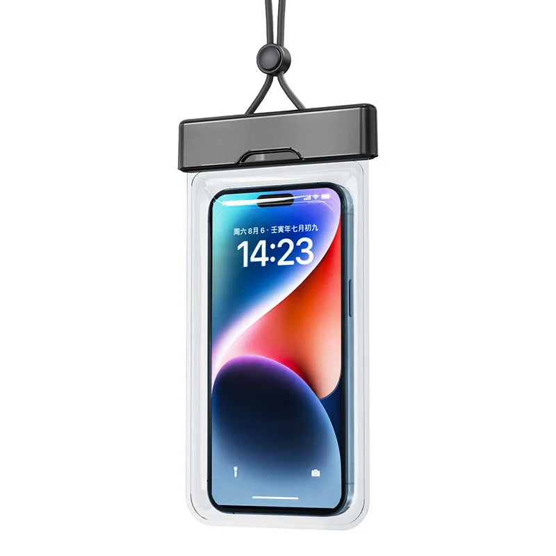 Swimming Phone Waterproof Bag Touch Screen Swimming Hot Spring Rafting Diving Suit Lanyard Neck Strap Sealed Transparent Bag Peaceful Pleasures Health and Wellness Black