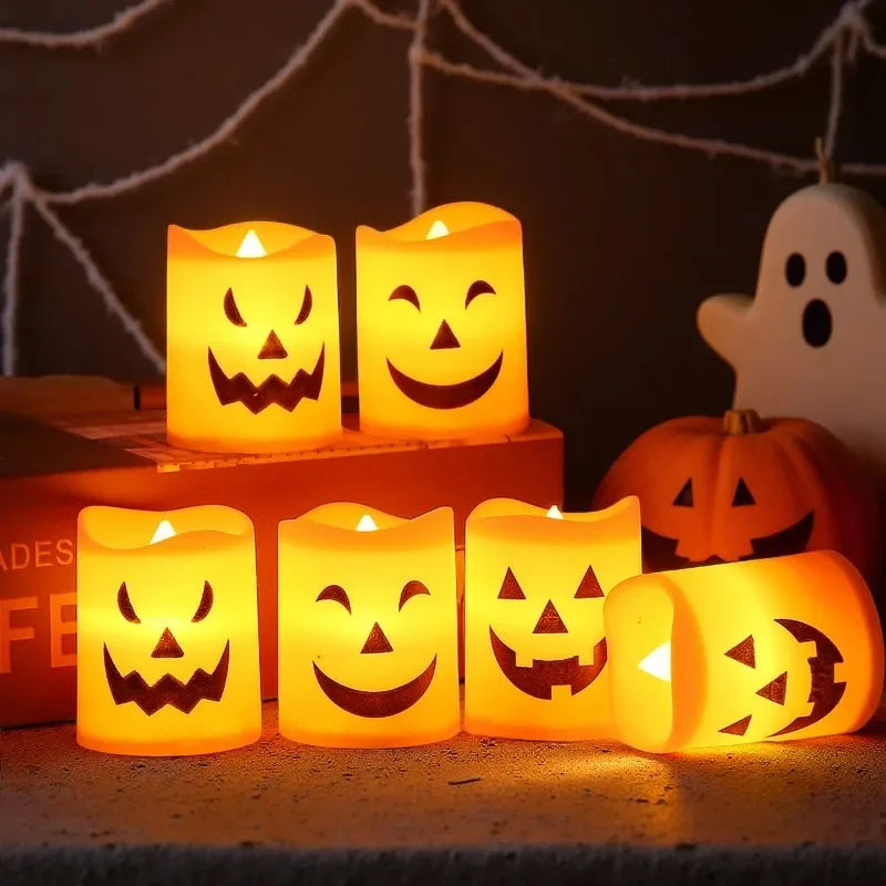 Halloween Pumpkin LED Candle Lights – 6 to 30 Pack Décor Props