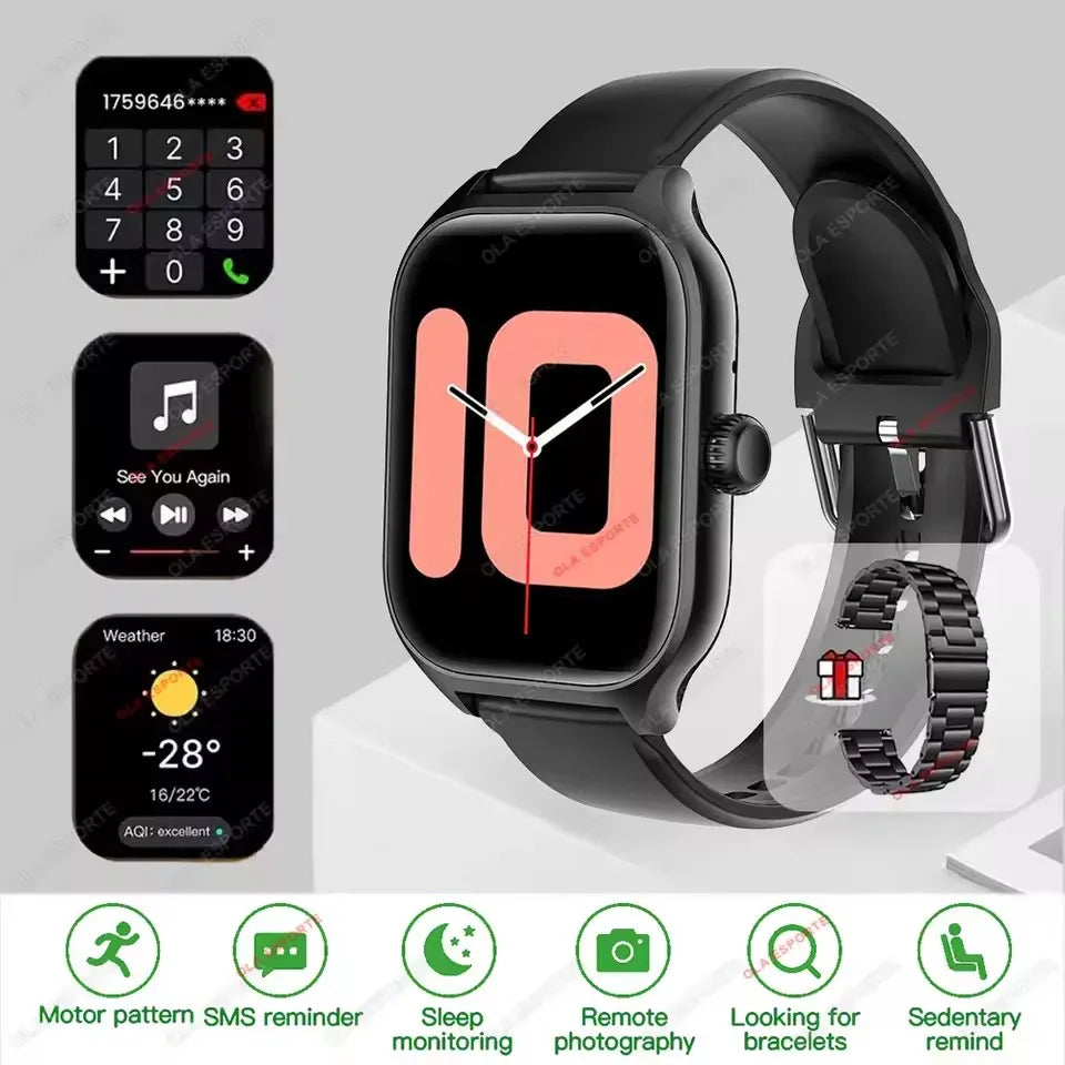 New Smart Watch Android IOS Phone 2.01 Inch Color Screen Bluetooth Answer Call Fitness Watches Tracker Smartwatch Women Men MA27 Peaceful Pleasures Health and Wellness Bk20Szstrap