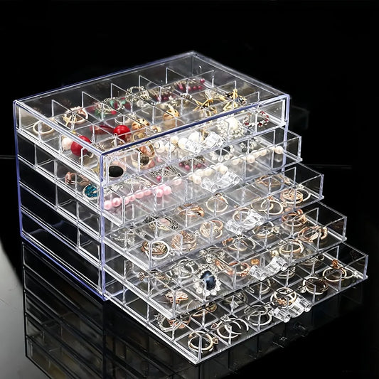 Acrylic Earring Storage Box | 3 & 5 Drawer Jewelry Organizer Jewelry Storage Organizer Peaceful Pleasures Health and Wellness