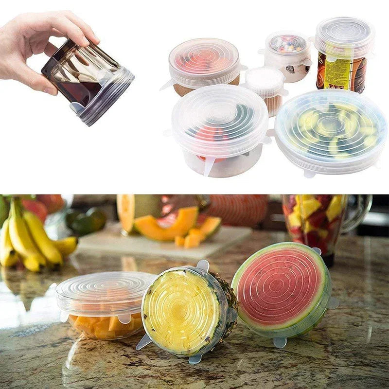 Food Cover For Kitchen Accessory Reusable Sealed Lid Package Silicone Adjustable Elastic Silicone Caps Fresh-keeping Home Garden Peaceful Pleasures Health and Wellness