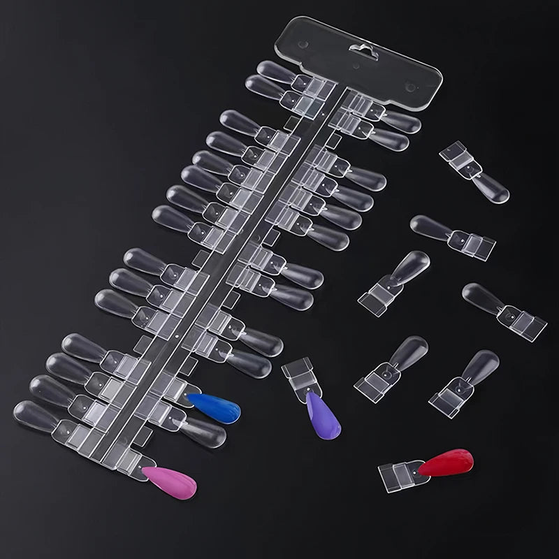 36pcs Natural/Clear Color Card Removable Nail Art Display False Nail Tips Rack Teardrop Design Manicure Gel Polish Practice Tool Peaceful Pleasures Health and Wellness