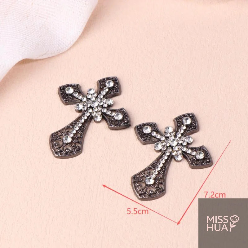 Vintage Cross Flatback Rhinestone DIY Craft Embellishments 2/10Pcs