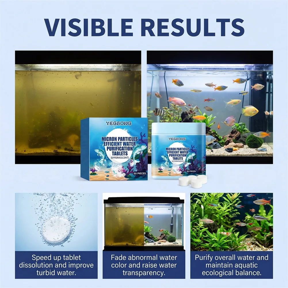 Aquarium Water Purifier Tablets For Cloudy Water,Fish Tank Water Clarifier,Daily Household Fish Tank Water Quality Care Tablets Peaceful Pleasures Health and Wellness