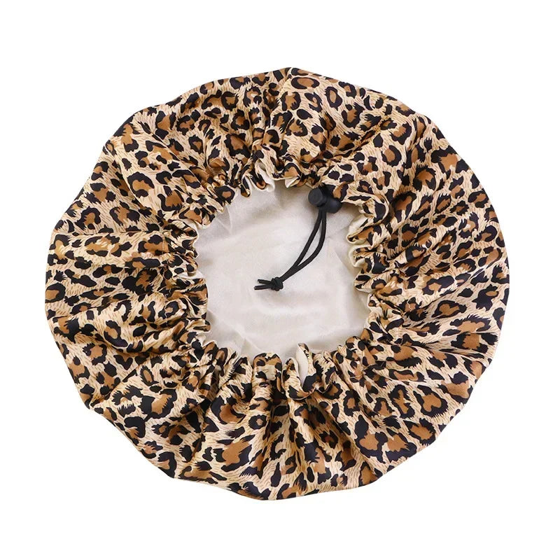 Kids Adjustable Double-Layer Satin Shower Cap & Nightcap