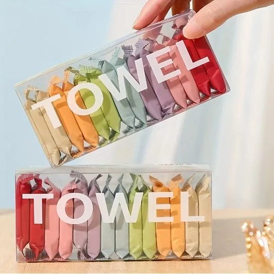 14pcs Disposable Portable Travel Towels Thickened Compressed Face Cleansing Beauty Square Washcloths for On-the-Go Hygiene Peaceful Pleasures Health and Wellness 28pcs