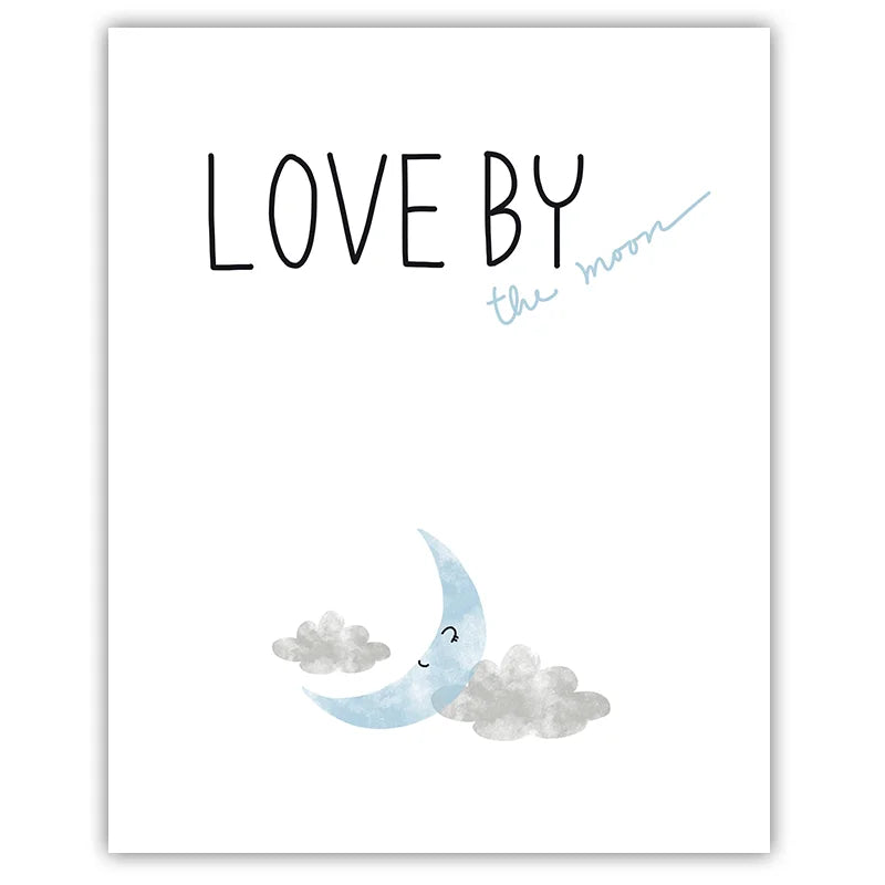 Cute Cartoon Rainbow Cloud Moon Nursery Wall Art Canvas Painting Prints Home Wall Decor Kids Bedroom Baby Room Lovely Art Décor Peaceful Pleasures Health and Wellness 03 40x60cm Unframed