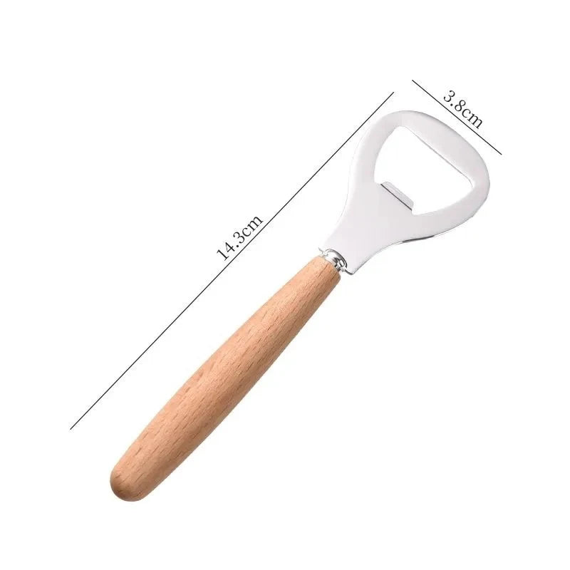 Wooden Handle Beer Bottle Opener | Stainless Steel & Wood