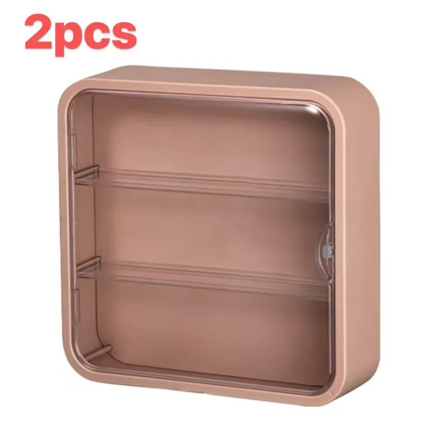 Transparent 3-Layer Display Cabinet – Multi-Size Wall-Mounted Dustproof Storage for LEGO Collectibles & Mini Toys Peaceful Pleasures Health and Wellness 2pcs Milk coffee