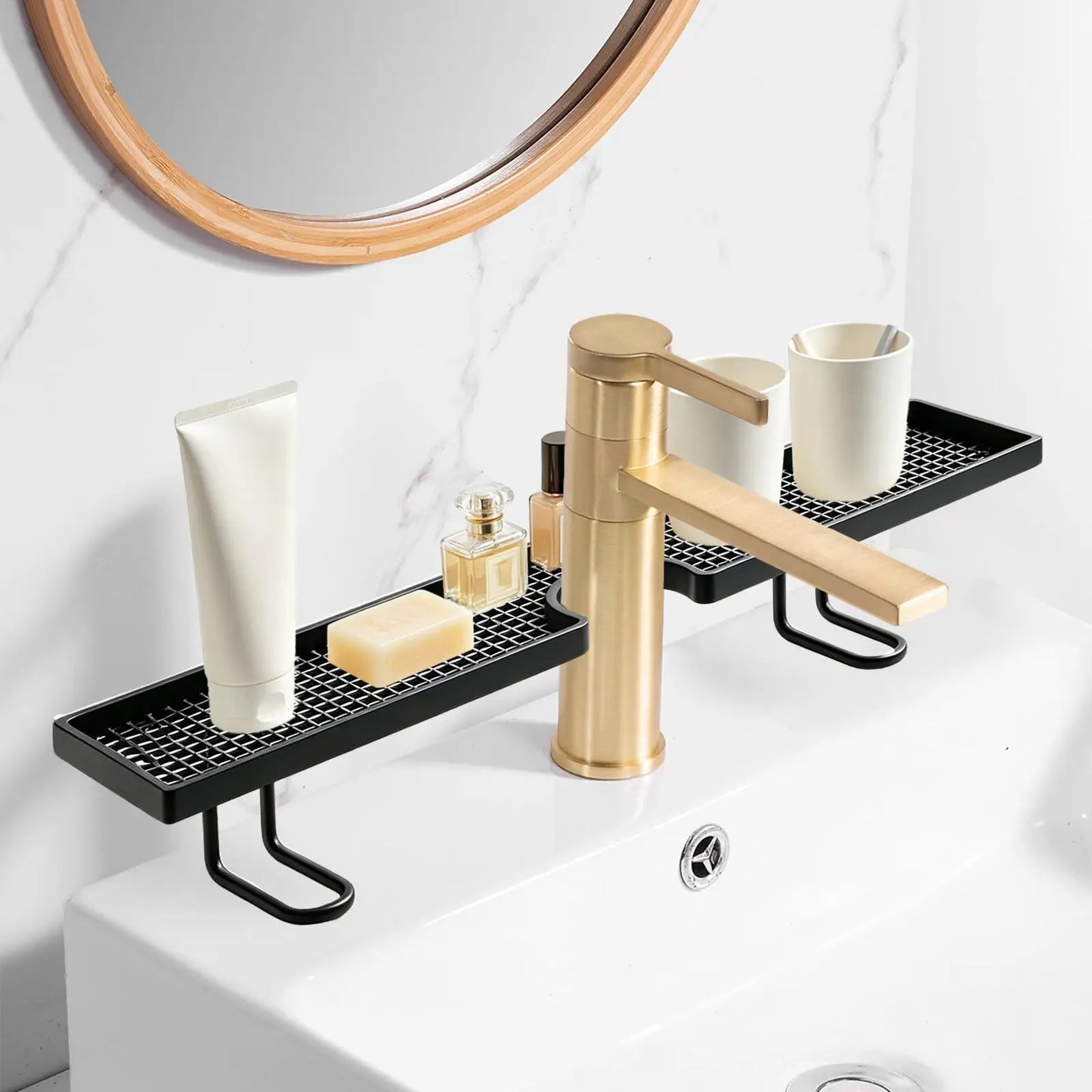 Bathroom Sink Shelf Organizer – No-Drill, Draining & Anti-Slip