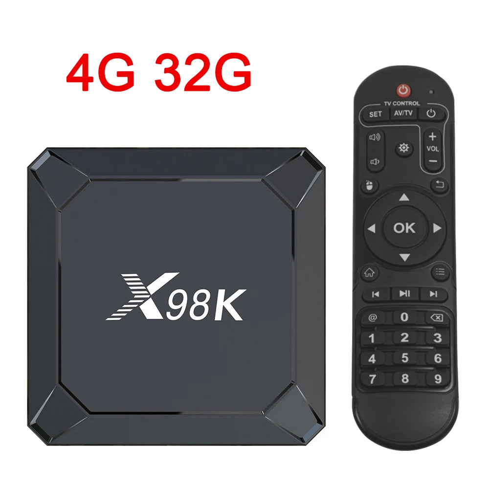Smart Set Top Box Android 13 8K Streaming Media Player Network Set Top Box New X98K TV Box RK3528 Dual WiFi BT 5.0 Top Box Peaceful Pleasures Health and Wellness 4G 32G EU Plug