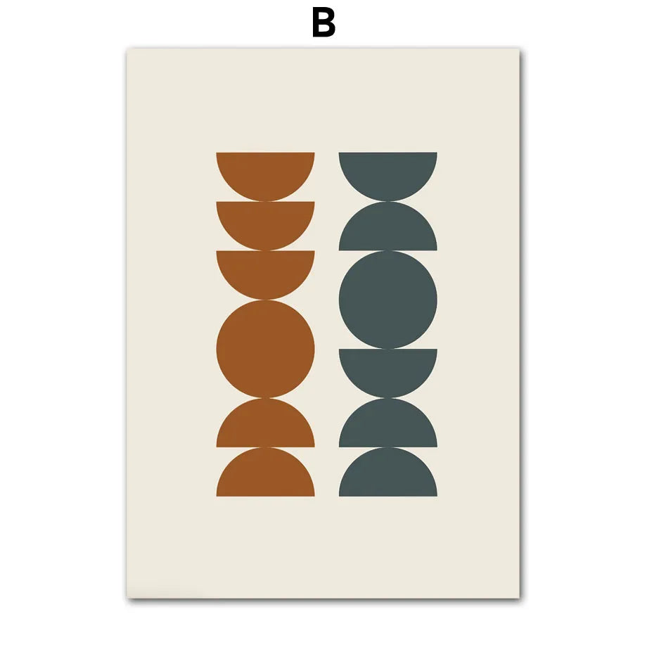 Boho Abstract Line Art Canvas Print | Beige Terracotta Wall Art
