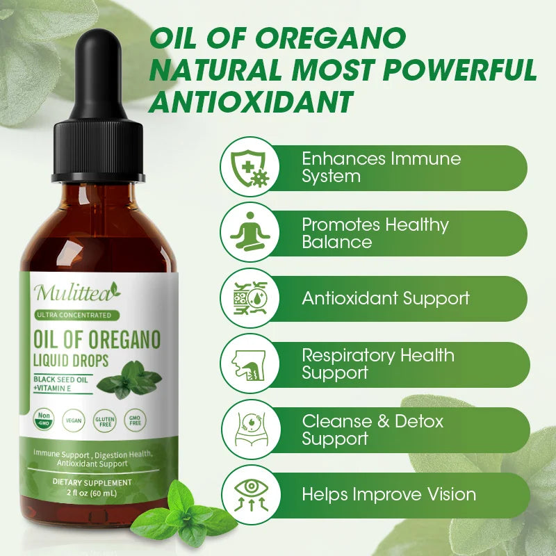 Mulittea Organic Oregano Oil Drops – Immune, Respiratory & Digestive Support Herbal Supplement Peaceful Pleasures Health and Wellness