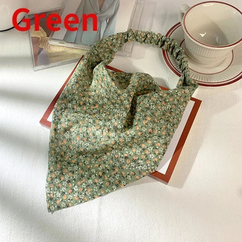 Floral Kerchief Headwear Wrist Head Wrap Scarf Triangular Headscarf