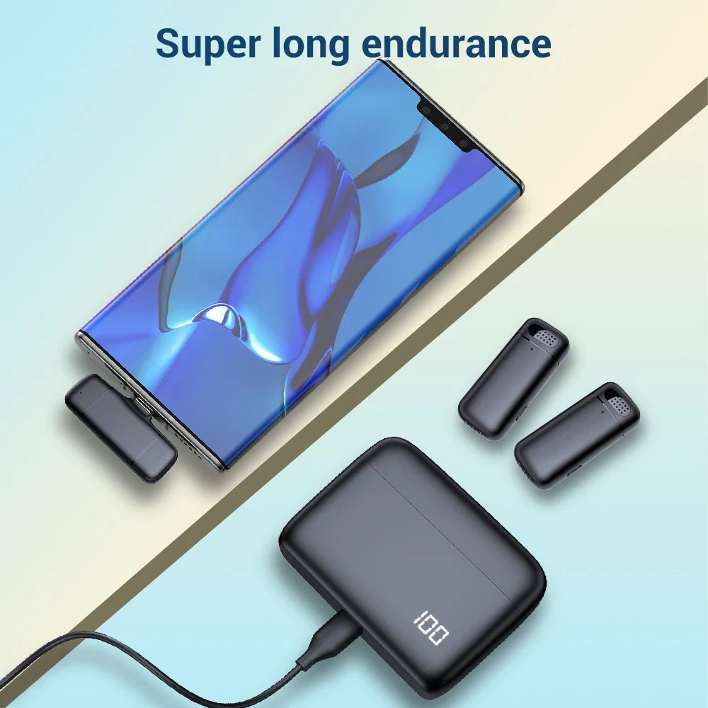 AyeBeau Dual Wireless Lavalier Mic for iPhone & Android