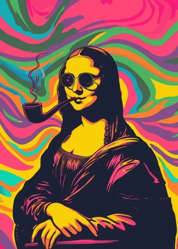 Watercolor Canvas Painting Graffiti Funny Posters Wall Art Picture Living Room Home Decor Gifts Interesting Mona Lisa Creative Peaceful Pleasures Health and Wellness T80360-10 50x70cm Unframed
