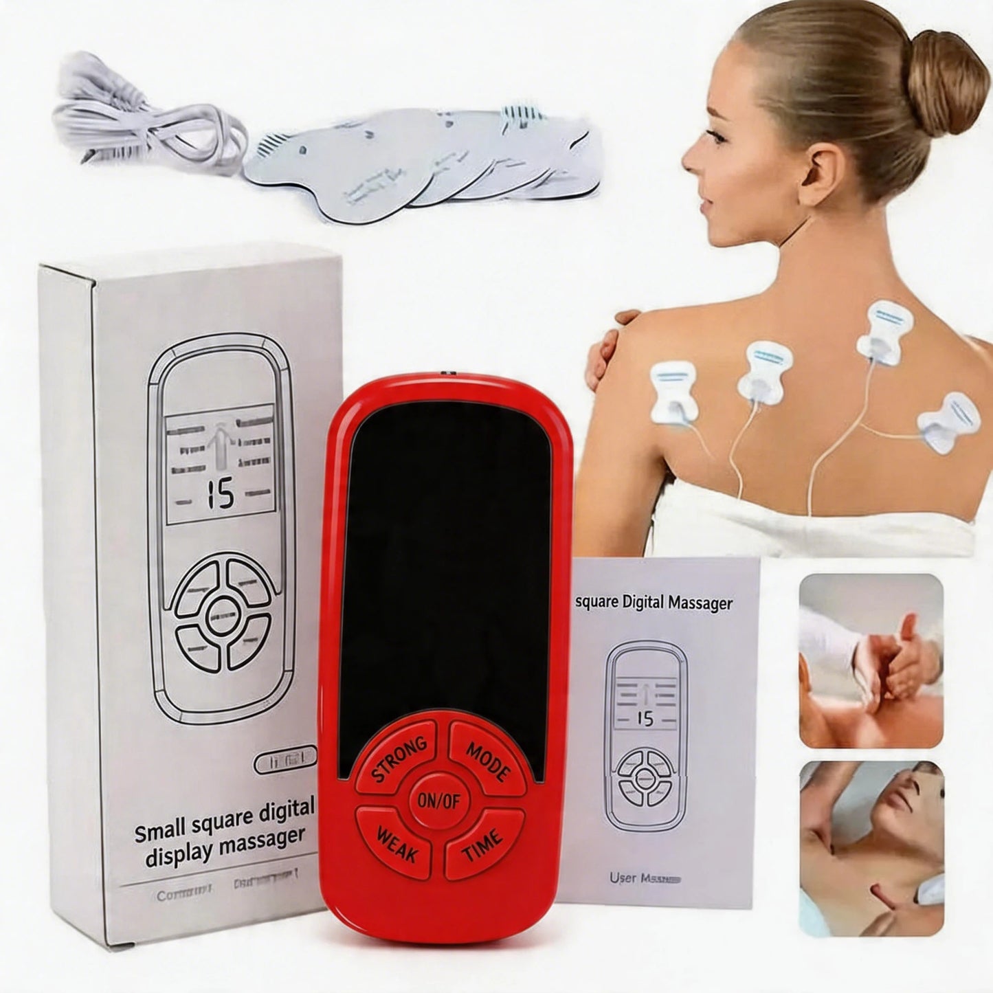 Ems-Tens-Massage Massager, 3-in-1 Nerve and Muscle Electrical Stimulation Device, Meridian Massage Equipment. Comes with 1 Main Unit + 6 Massage Pads. 6 Modes to Choose from + 15 Intensity Levels. A Multifunctional Massager S Peaceful Pleasures Health and Wellness