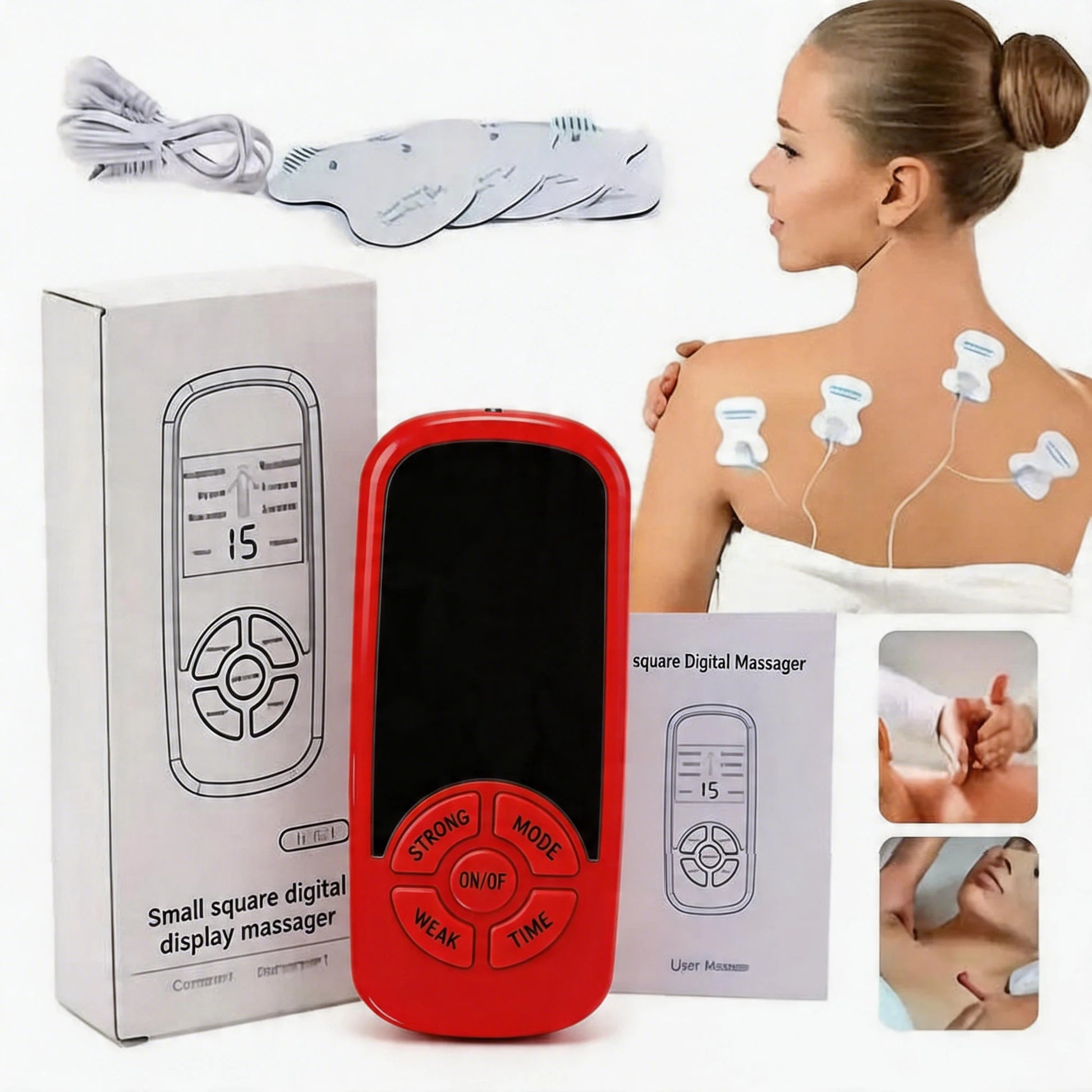 Ems-Tens-Massage Massager, 3-in-1 Nerve and Muscle Electrical Stimulation Device, Meridian Massage Equipment. Comes with 1 Main Unit + 6 Massage Pads. 6 Modes to Choose from + 15 Intensity Levels. A Multifunctional Massager S Peaceful Pleasures Health and Wellness