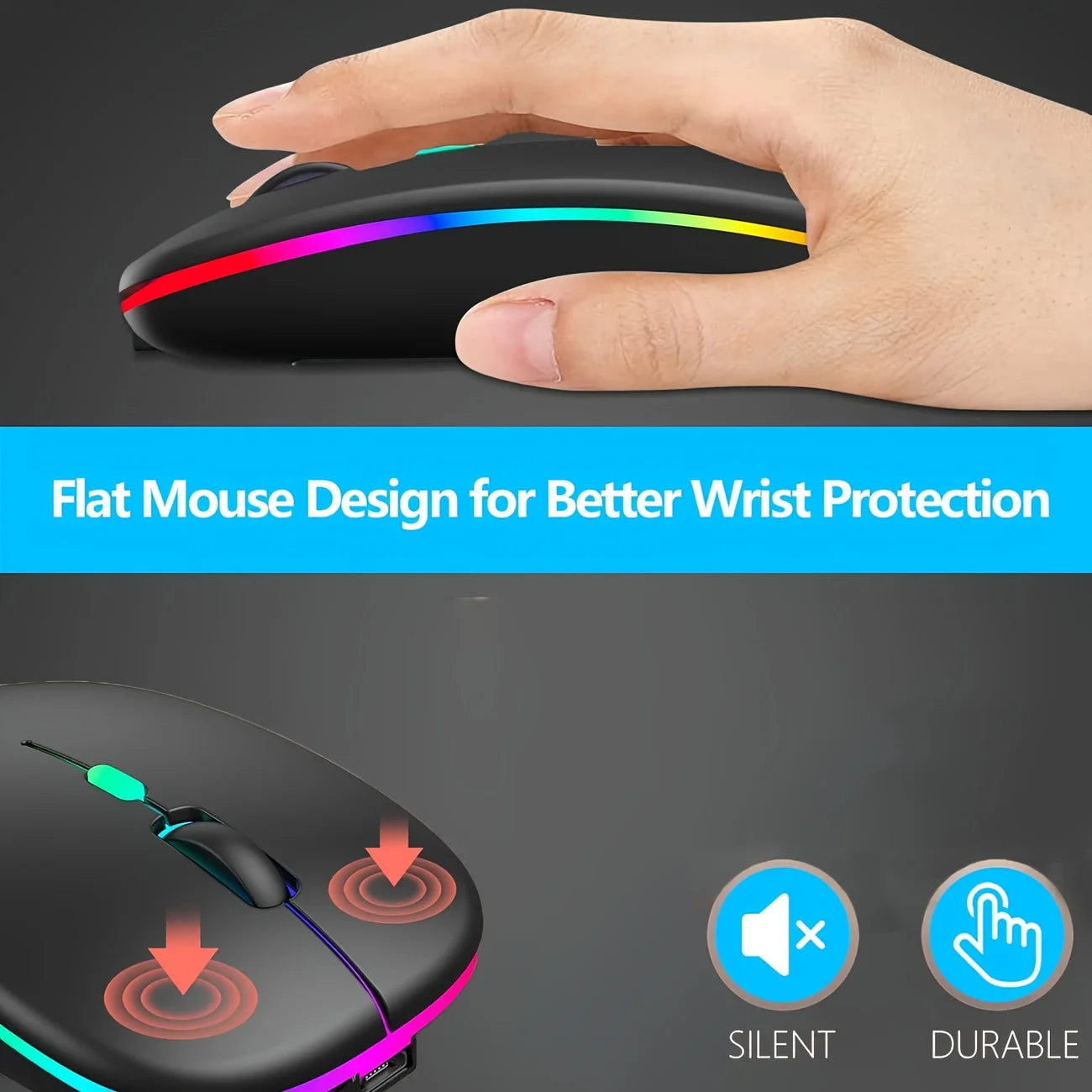 Wireless Mouse Bluetooth-Compatible Gaming Mouse (Dual Mode:BT+2.4Ghz) Ergonomic Rechargeable Mice for PC/Laptop/Macbook ﻿ Peaceful Pleasures Health and Wellness