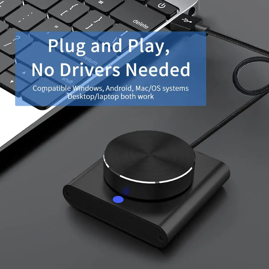 USB Volume Control Knob Adjuster Multimedia Controller Knob 1 Key Mute Pause Function for PC Support Windows iOS Android Linux Peaceful Pleasures Health and Wellness
