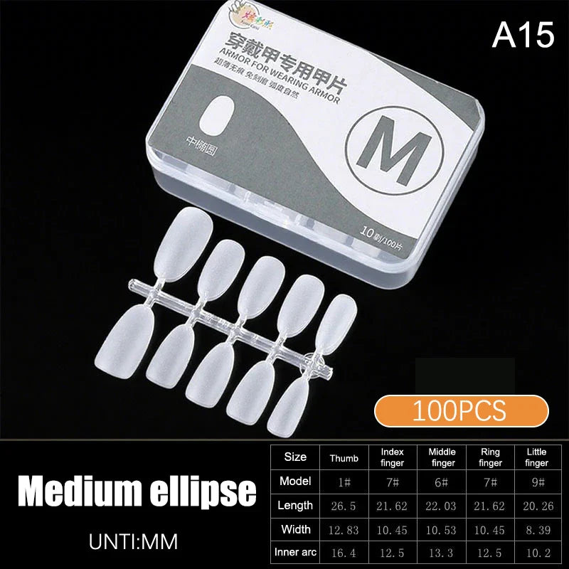 100pcs Clear Press-On Nail Tips – Full Cover Ultra-Thin False Nails