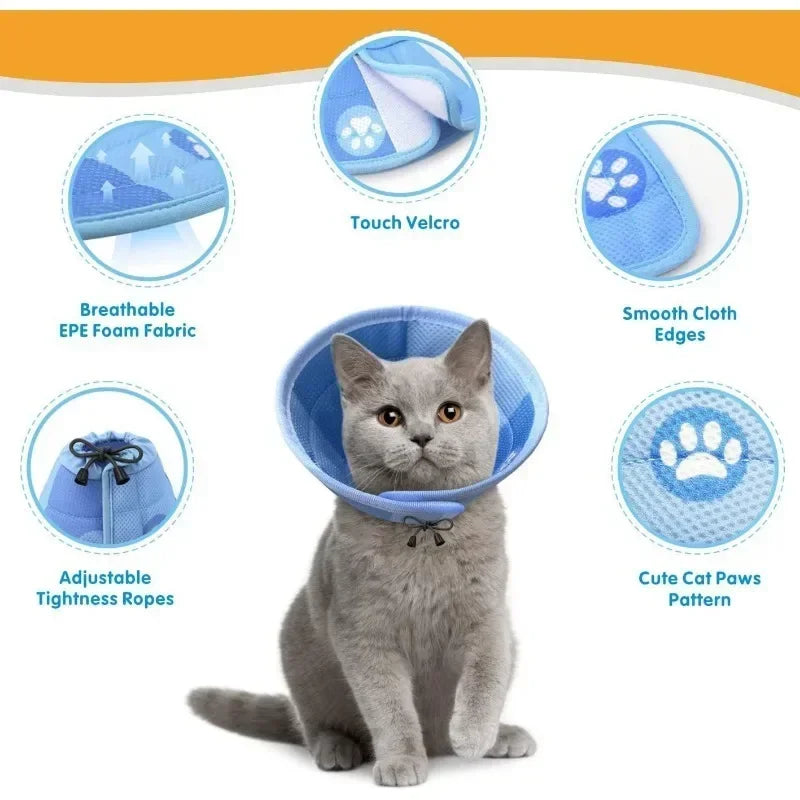 Adjustable Cat Cone Collar Soft Cute Cats Recovery Collar Protective Pet After Surgery Lightweight Elizabethan Collars for Pet Peaceful Pleasures Health and Wellness