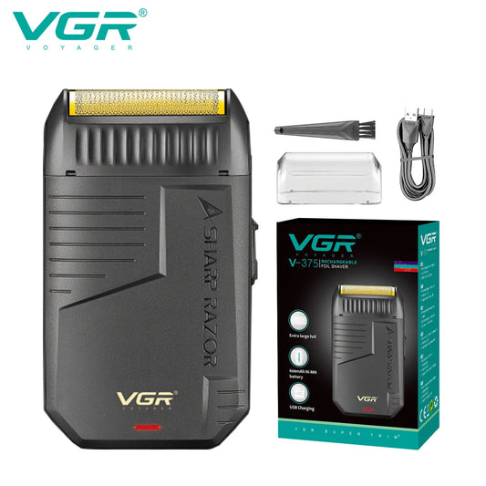 VGR 375 Professional Men's Electric Shaver Waterproof Independent Foil Electric Shaver Convenient Cordless Hair Trimmer Peaceful Pleasures Health and Wellness 375 usb
