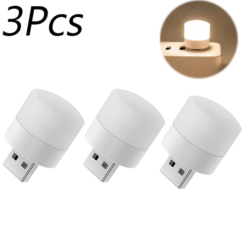 Mini USB LED Night Light – Warm White Eye Protection Lamp