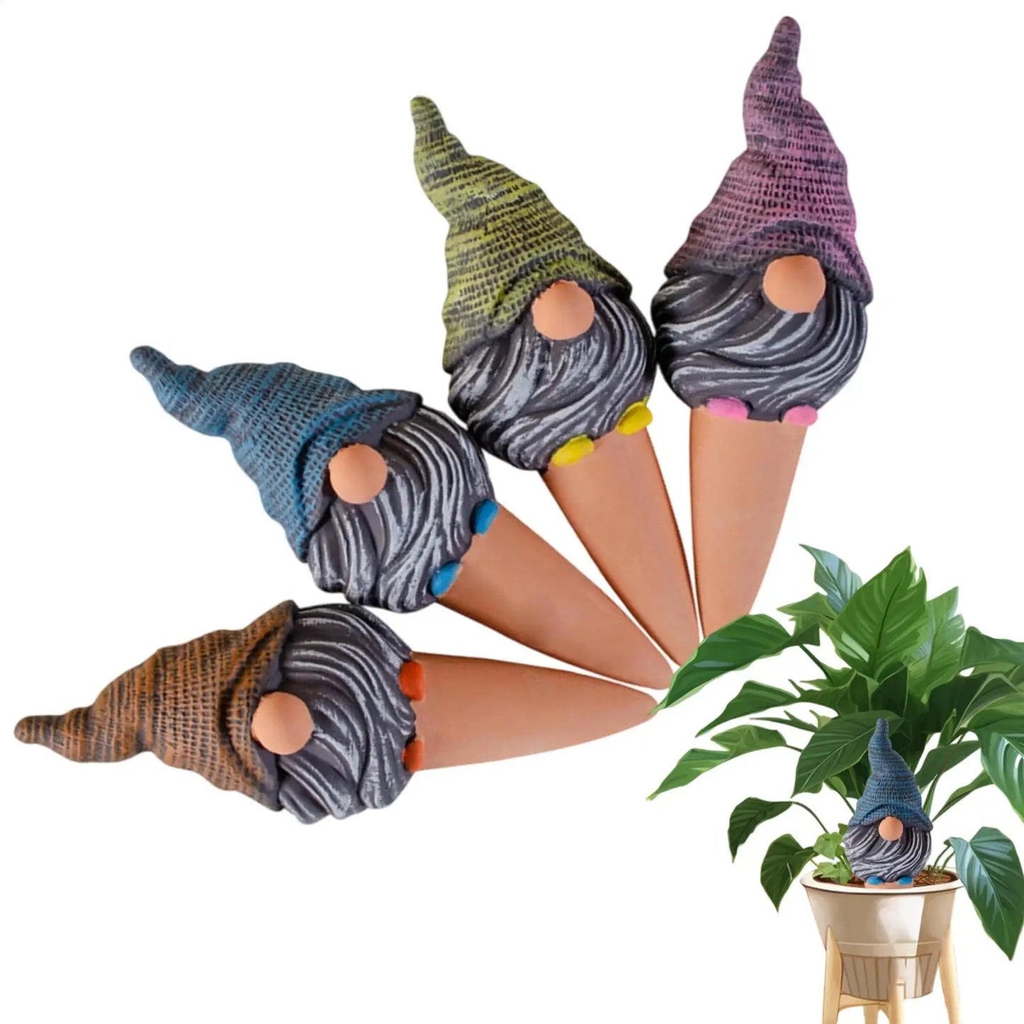 Gnome Self-Watering Spikes | Terracotta Plant Irrigator Set of 4