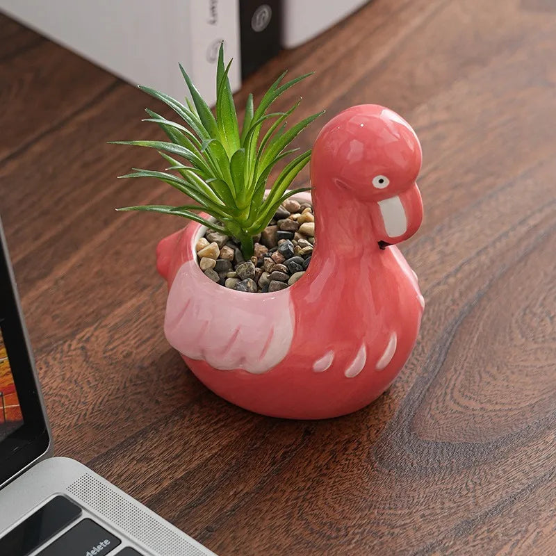 Animal Shape Ceramic Succulent Planter | Cute Cartoon Pot