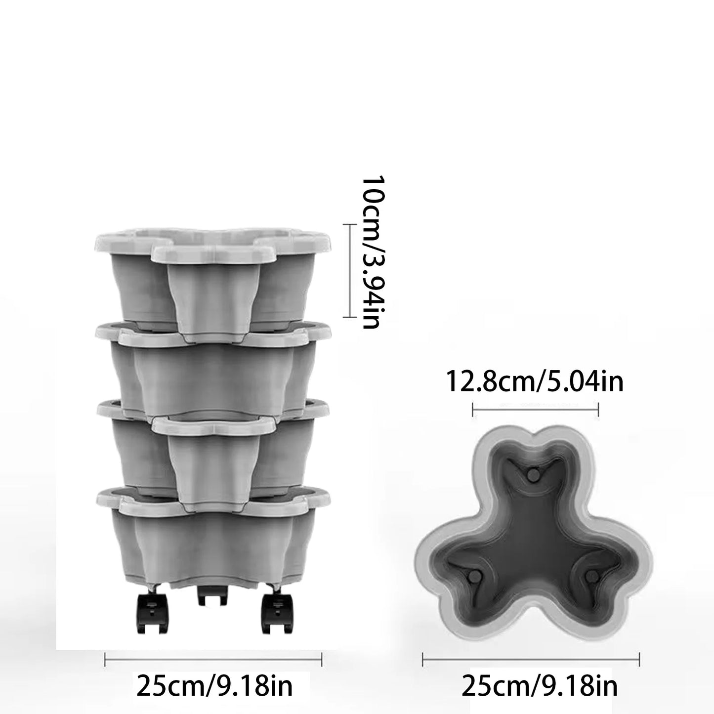 Stackable Vertical Planter 4/5/6-Tier with Wheels | Garden Tower