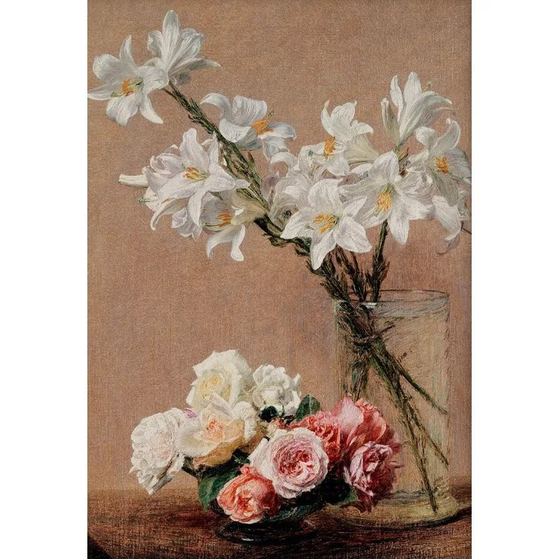 Retro Japanese Floral Illustration Poster Nature Botanical Flower Dahlia Sakura Azalea Canvas Painting Wall Art Room Home Dec Peaceful Pleasures Health and Wellness