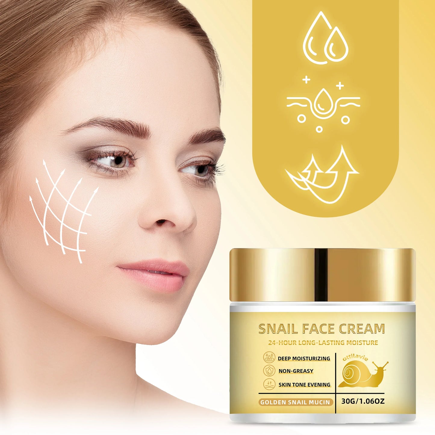 Ottilavie Snail Face Cream – Hydrating Moisturizer All Skin