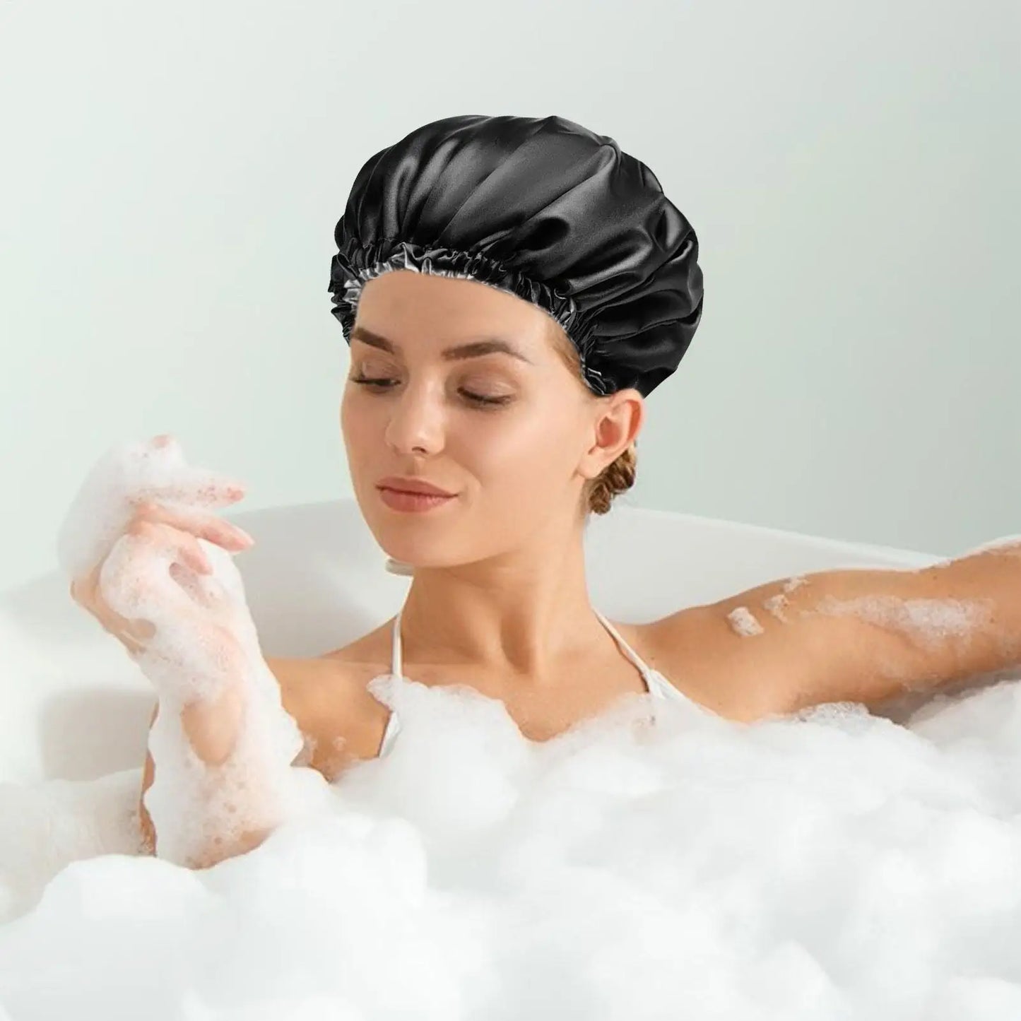 Extra Large Adjustable Shower Cap Double Layer Waterproof Design for Long Thick Hair, Shower, Travel, Camping & Hair Care Peaceful Pleasures Health and Wellness