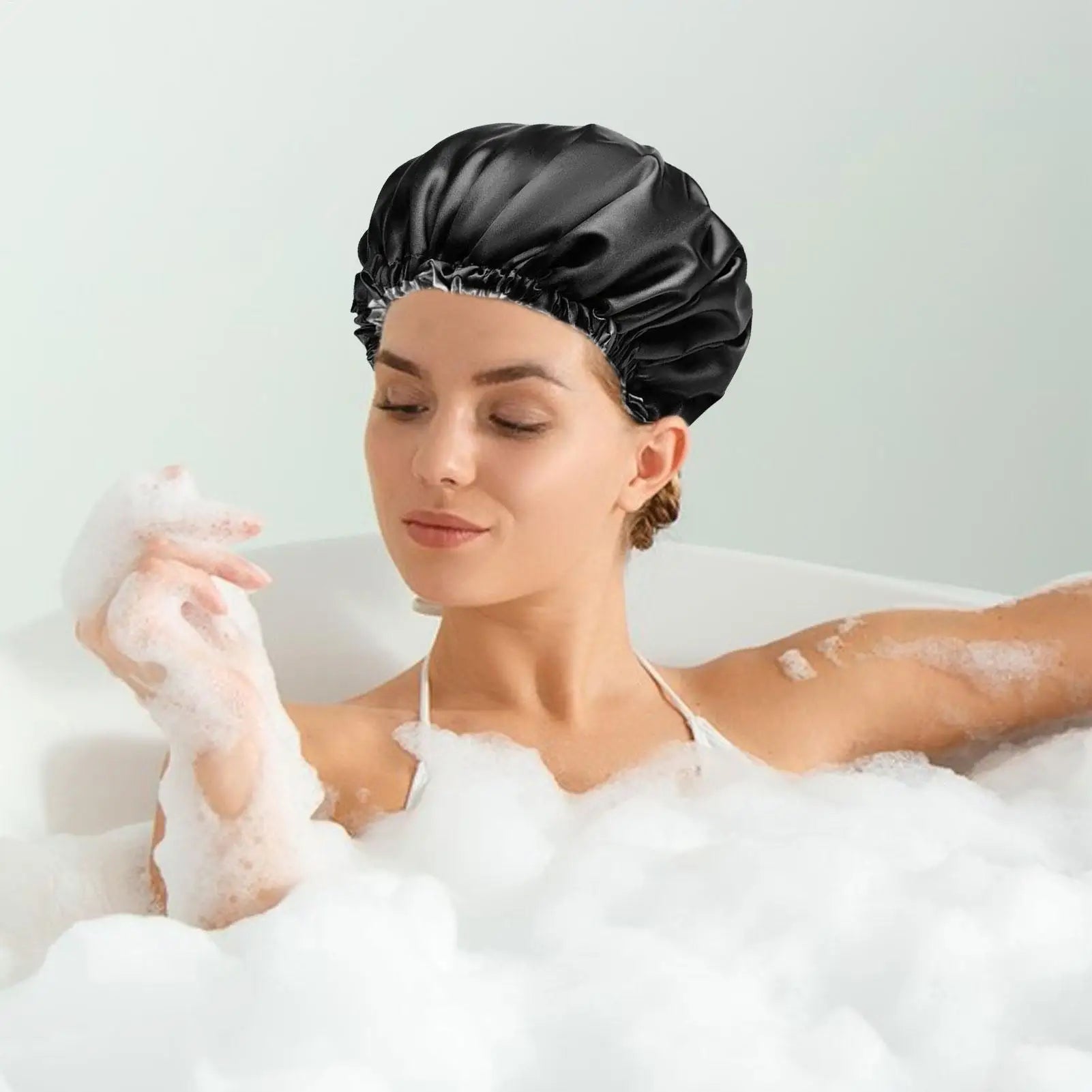 Extra Large Adjustable Shower Cap Double Layer Waterproof Design for Long Thick Hair, Shower, Travel, Camping & Hair Care Peaceful Pleasures Health and Wellness