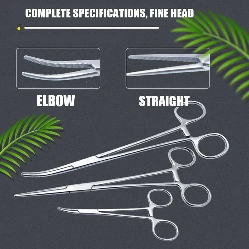 Stainless Steel Locking Forceps Artery Surgical Clamp Curved Straight Tip Fish Hook Pliers Hemostatic Forceps Hand Tools Peaceful Pleasures Health and Wellness