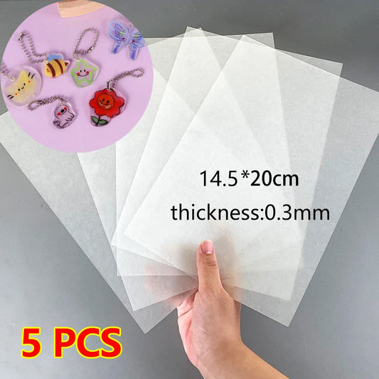 5Pcs Shrink Plastic Sheets Fun Thermal Heat Shrink Film Translucent Sheets Blank Shrink Art Film Paper For DIY 14.5x20cm Peaceful Pleasures Health and Wellness translucent