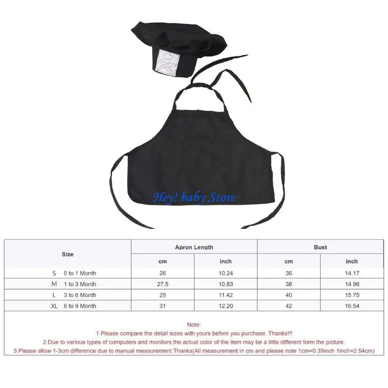 Newborn Baby Chef Hat & Apron Photography Prop Set | 0–9 Months