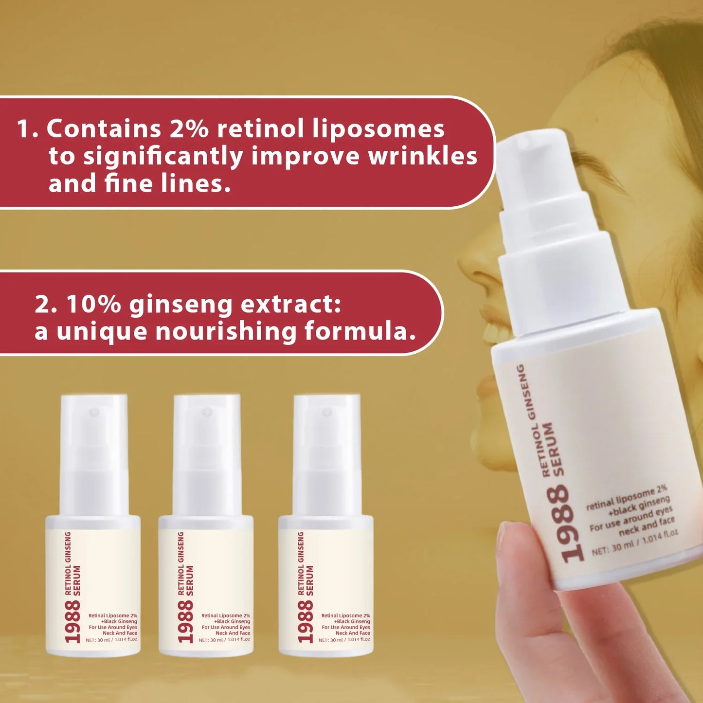Retinol Ginseng Serum& Eye Cream Set, Smooths Fine Lines & Brightens Skin Tone, Deeply Moisturizes,Firming Skin Serum,Skin Care Peaceful Pleasures Health and Wellness